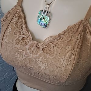 New Rhonda Shear 9342 Lace Leisure Bra Bralette L